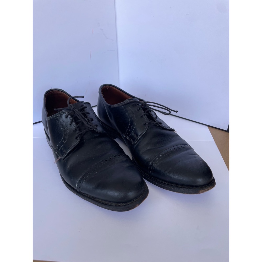 Allen Edmonds Oxford Dress Shoes Mens Black Good Cap Toe Brogue Detail
